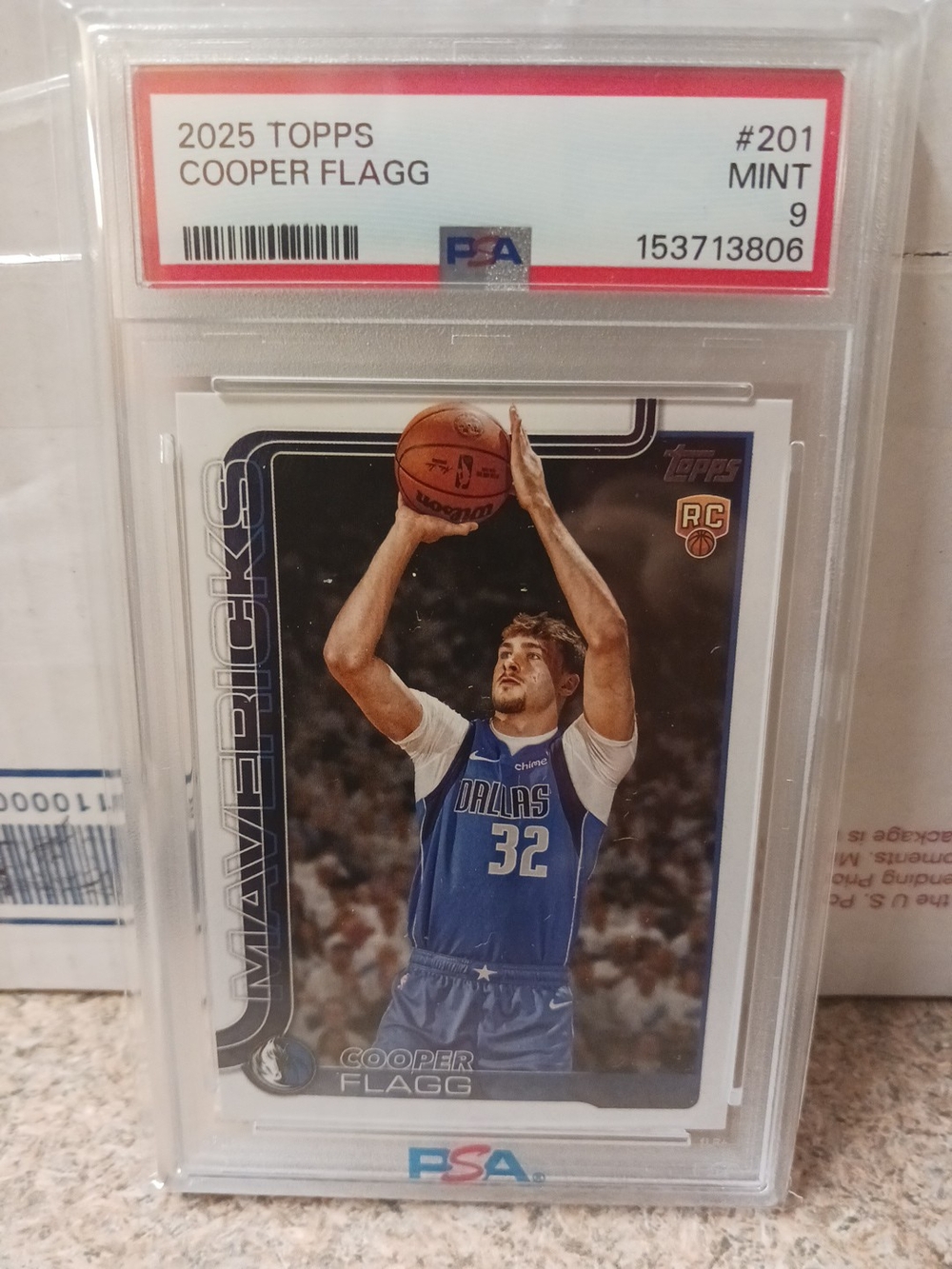 2025 Topps Cooper Flagg RC PSA 9 - Dallas Mavericks Blue Rookie Card PSA MINT9